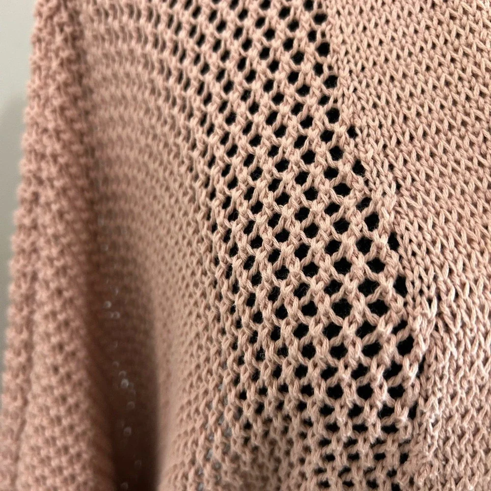 Forever 21 Women‎ Pink Open Knit Longline Cardigan Sweater Size Large Rose Mauve